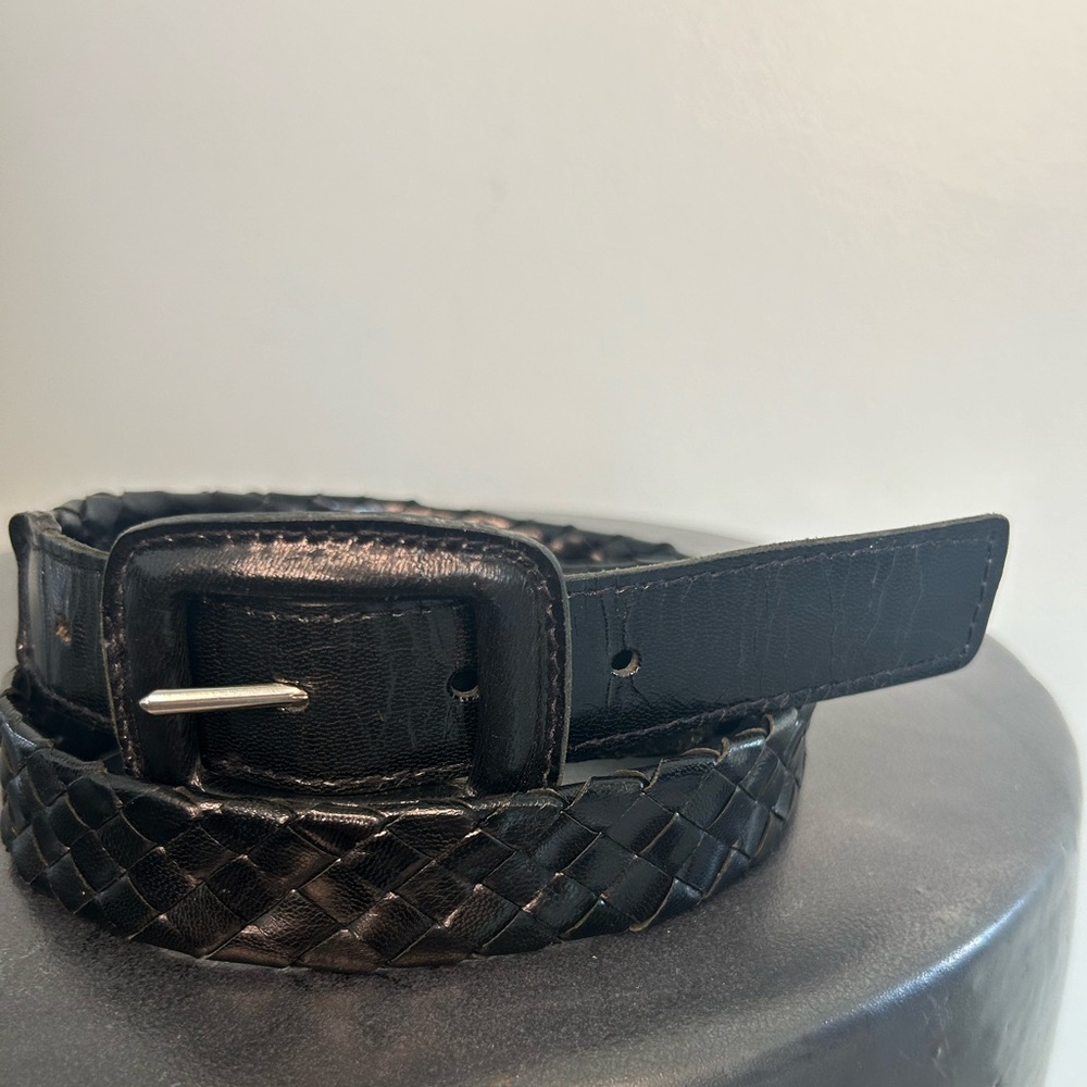 Vintage woven, genuine black leather belt by Nine West, Women’s size S